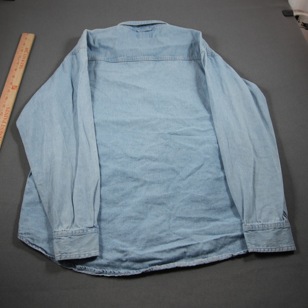 Alaska Wildlife Chambray Denim Embroidered Denim Men L Shirt VTG Cabin Nature - Picture 2 of 15